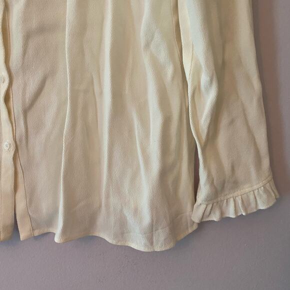 Pablo White Ruffle Button Down Blouse French Viscose Lightweight Women's size 38 - Picture 4 of 10